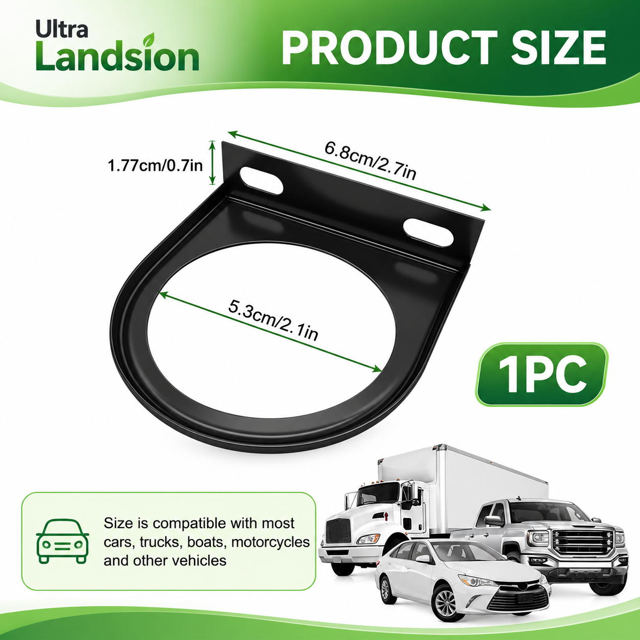 Green Product Size Diagram Landsion Single Gauge Mounting Panel Bracket Diagram (2.1-Inch Hole)