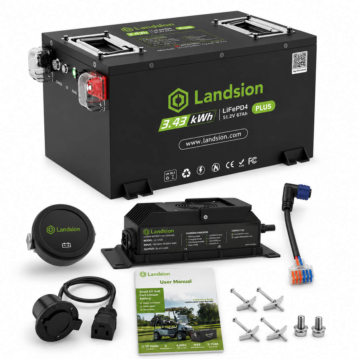 Landsion LiFePO4 Battery Kit Landsion Cs-Plus 48V 67Ah Golf Cart Lithium Battery - Image 2